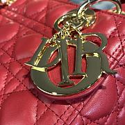 Lady Dior handbag cherry red gold buckle Size: 24 x 20 x 11 cm - 3