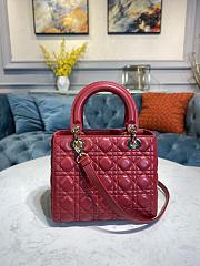 Lady Dior handbag cherry red gold buckle Size: 24 x 20 x 11 cm - 2