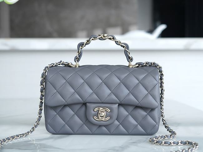 Chanel 23K  classic flap grey  Size: 13*20*9cm - 1
