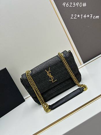 YSL straw bag black size 22*14*7cm