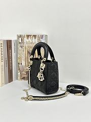  Lady Dior Handbag Black Gold Buckle Lambskin size 17 x 15 x 7 cm - 6