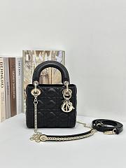  Lady Dior Handbag Black Gold Buckle Lambskin size 17 x 15 x 7 cm - 5