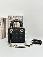  Lady Dior Handbag Black Gold Buckle Lambskin size 17 x 15 x 7 cm - 4