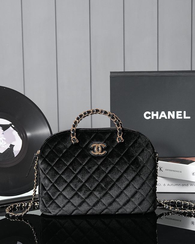 Chanel 24B black velvet bag size 11*16*5.5cm - 1
