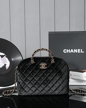 Chanel 24B black velvet bag size 11*16*5.5cm