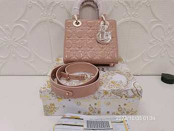 Dior Lady Dior My ABC Bag Beige Patent Cannage Calfskin M0531 Size 20cm