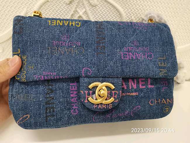 Chanel Denim Flap Bag Blue - size 14x23x8cm  - 1