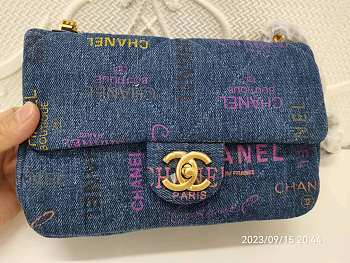Chanel Denim Flap Bag Blue - size 14x23x8cm 