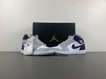 Jordan 1 Mid Wolf Grey Midnight Navy -  DQ8426-104