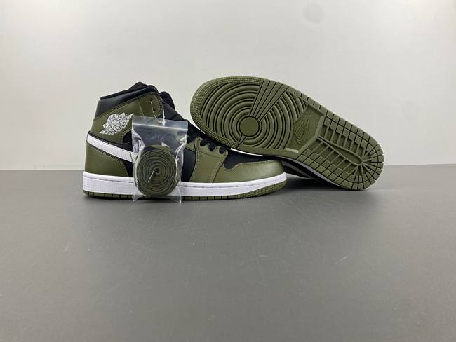 Air Jordan 1 Mid Black White Olive - DQ8426-092 - 1
