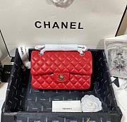 Chanel Flap Bag Red Lambskin Silver size 23cm - 1