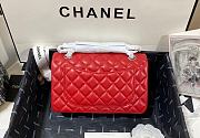 Chanel Flap Bag Red Lambskin Silver size 23cm - 6