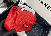 Chanel Flap Bag Red Lambskin Silver size 23cm - 3