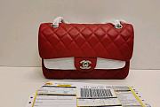 Chanel Flap Bag Red Lambskin Silver size 23cm - 2