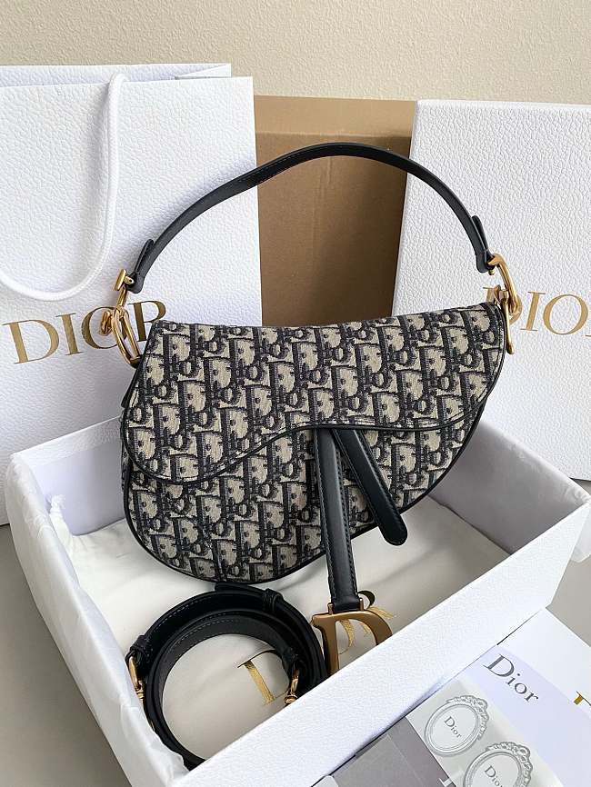 Dior Saddle Bag with Strap Blue Dior Oblique Jacquard 25.5×6.5×20 cm - 1