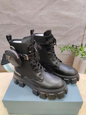 Prada Monolith leather and Re-Nylon boots with pouch 