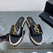 YSL spring gold letter logo sandals black color - 1