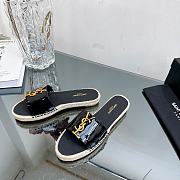 YSL spring gold letter logo sandals black color - 2