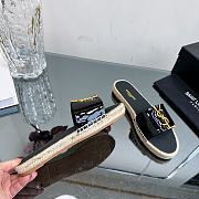 YSL spring gold letter logo sandals black color - 4