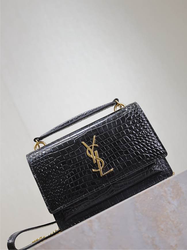 YSL sunset Black crocodile pattern  size 19x14x5.5cm - 1