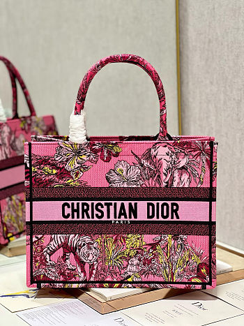 Dior booktote shopping bag pink color medium  size 36×28 cm