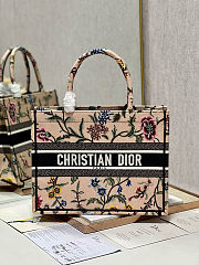 Dior booktote shopping bag floral pink medium size 36×28 cm - 1
