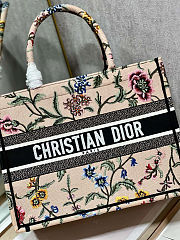 Dior booktote shopping bag floral pink medium size 36×28 cm - 2