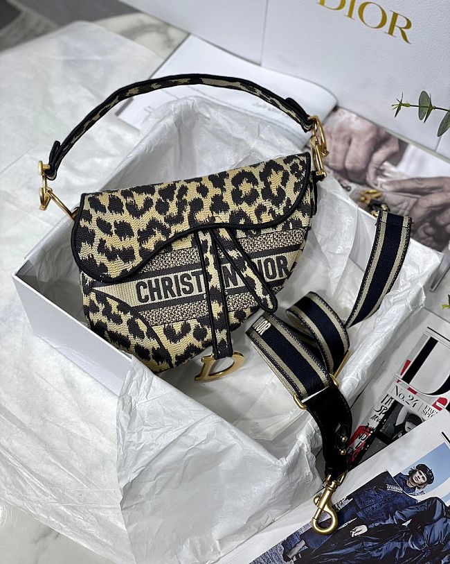 Dior Saddle Bag Beige Multicolor Mizza Embroidery - size 25.5 x 20 x 6.5 cm  - 1