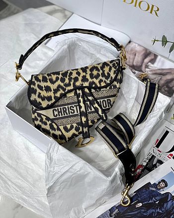 Dior Saddle Bag Beige Multicolor Mizza Embroidery - size 25.5 x 20 x 6.5 cm 