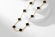 Van Cleef & Arpels Vintage Alhambra necklace Gold Tone In Black 10 motifs - VCARA42700  - 2
