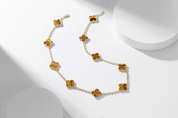 Van Cleef & Arpels Vintage Alhambra necklace Gold Tone In Orange 10 motifs