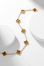 Van Cleef & Arpels Vintage Alhambra necklace Gold Tone In Orange 10 motifs - 4