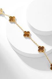 Van Cleef & Arpels Vintage Alhambra necklace Gold Tone In Orange 10 motifs - 5