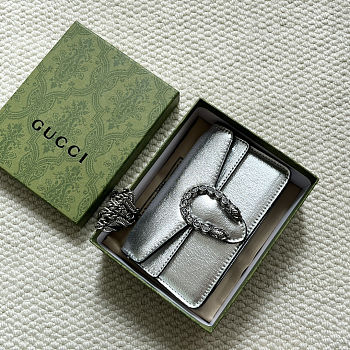 Gucci Dionysus super mini bag in silver - 476432 1TRBN 8173 - size 16.5x10x4.5cm