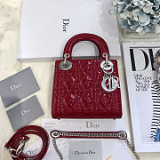 Dior lady Red Cannage Patent Leather Small - size: 20 x 18 x 8 cm - 1