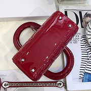 Dior lady Red Cannage Patent Leather Small - size: 20 x 18 x 8 cm - 3