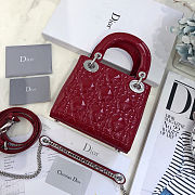 Dior lady Red Cannage Patent Leather Small - size: 20 x 18 x 8 cm - 4