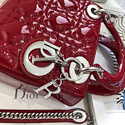 Dior lady Red Cannage Patent Leather Small - size: 20 x 18 x 8 cm - 5