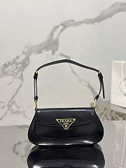 Prada enamel triangle-logo leather shoulder bag black - size 24×11×4cm - 1