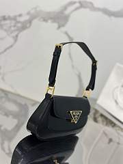 Prada enamel triangle-logo leather shoulder bag black - size 24×11×4cm - 5