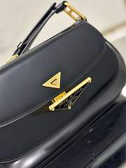 Prada enamel triangle-logo leather shoulder bag black - size 24×11×4cm - 3