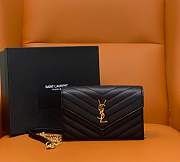 YSL Cassandre Envelope Chain Wallet In Grain De Poudre Leather - size: 22x14cm - 1