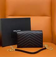 YSL Cassandre Envelope Chain Wallet In Grain De Poudre Leather - size: 22x14cm - 4