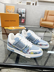 Louis Vuitton Trainer Sneaker Damier-printed denim Blue - 1AHCYF - 5