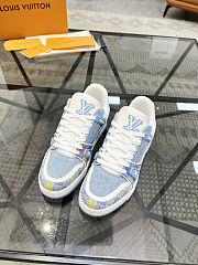 Louis Vuitton Trainer Sneaker Damier-printed denim Blue - 1AHCYF - 3