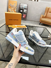 Louis Vuitton Trainer Sneaker Damier-printed denim Blue - 1AHCYF - 4