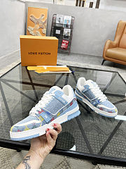 Louis Vuitton Trainer Sneaker Damier-printed denim Blue - 1AHCYF - 2