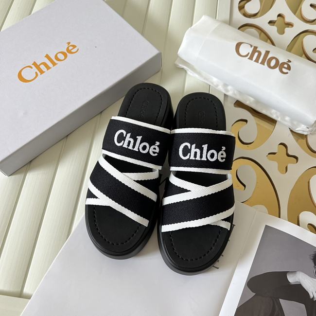 Chloé Mila logo-embellished woven wedge sandals Black - 1