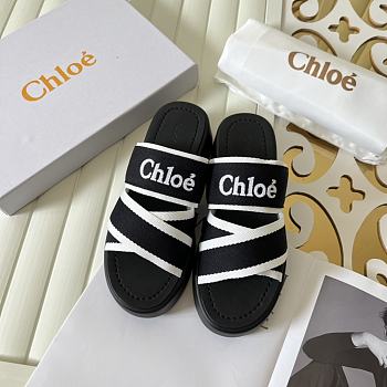 Chloé Mila logo-embellished woven wedge sandals Black
