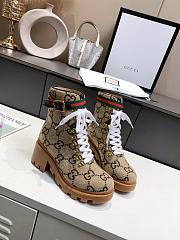 Gucci Women's GG Wool Ankle Boots Khaki - Heel height 6cm - 4
